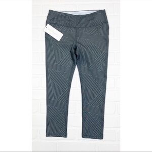 Marika Striped Crop Athletic Leggings With Waistband Pocket Gray Size Small